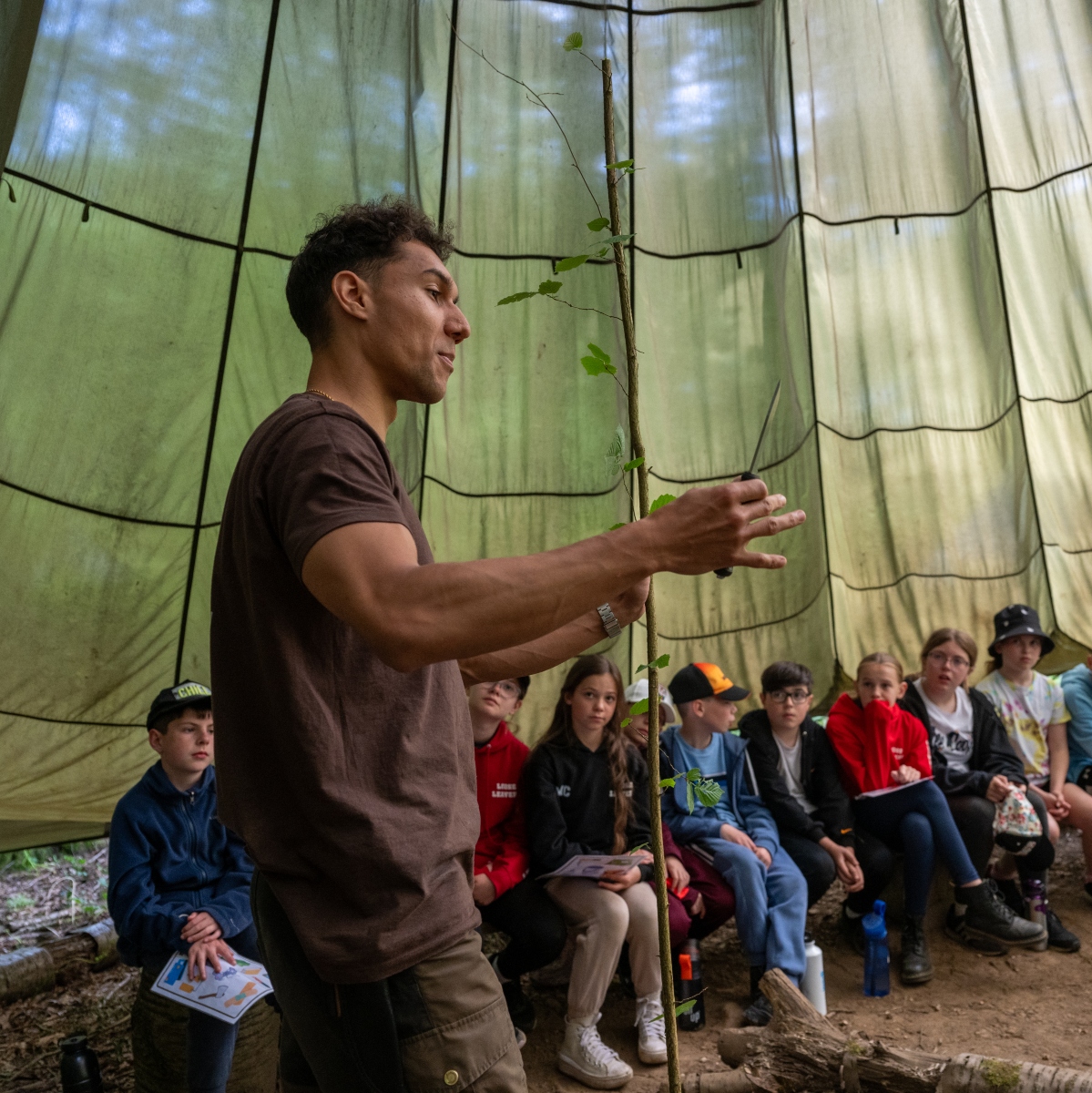 instructor teaching survival on residential trip