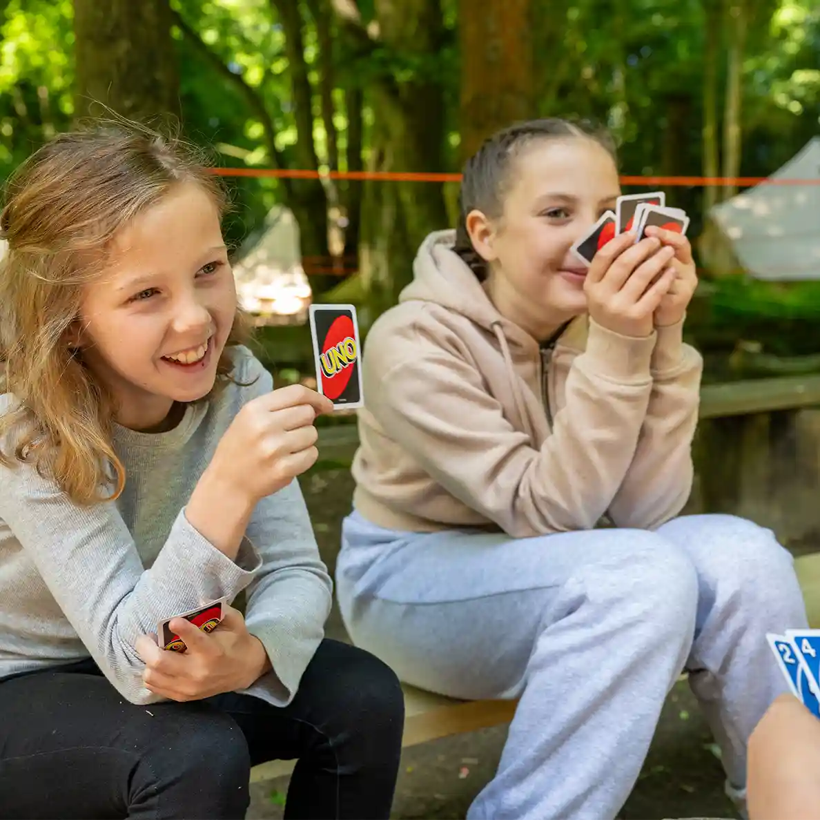 girls enjoying the camp on a residential school adventure trip