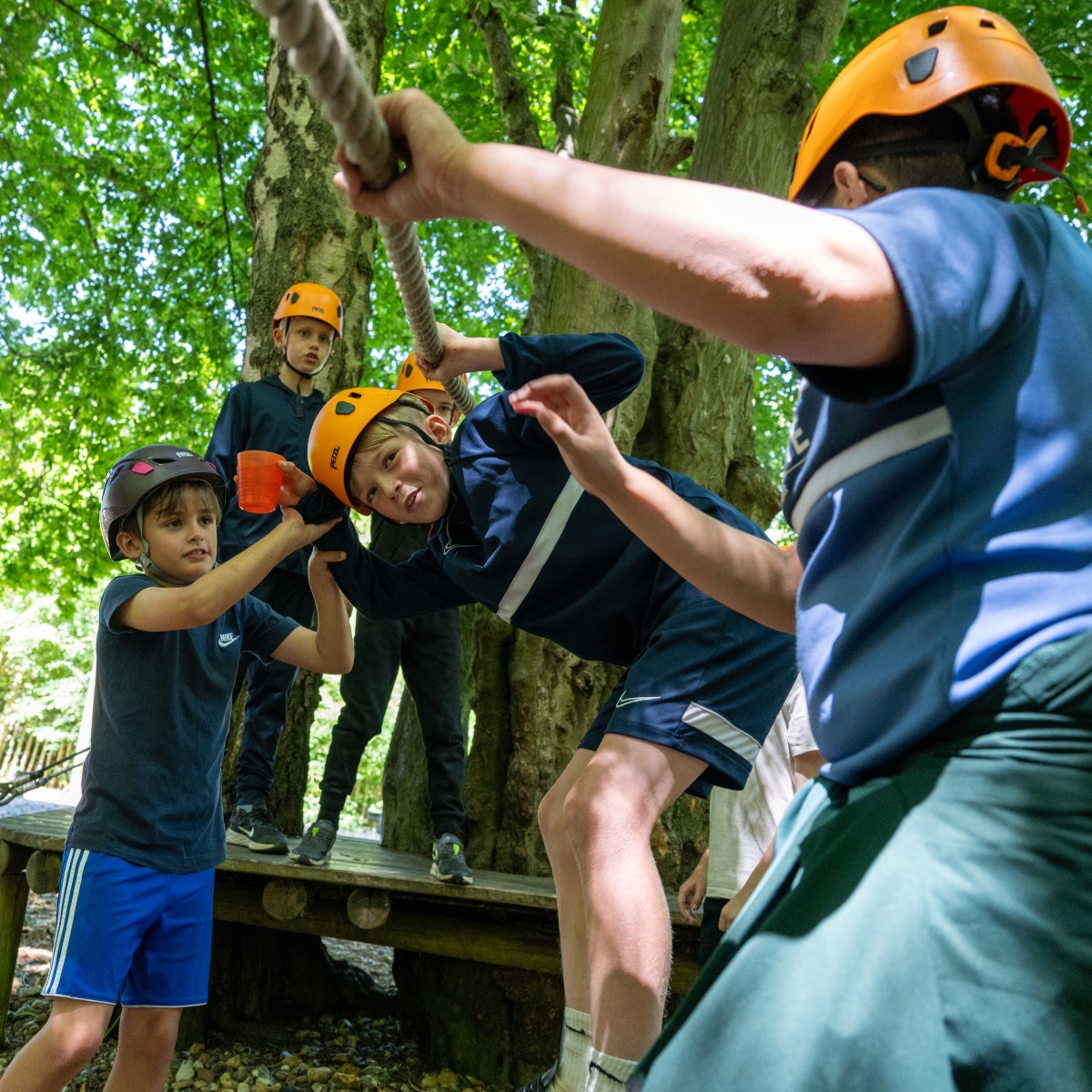 pupils working together on residential trip